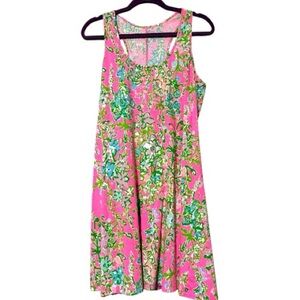 Lilly Pulitzer womens size large bright pink & green Melle Dress Southern Charm